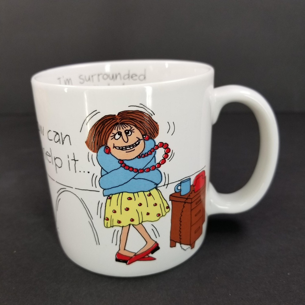 Russ Berrie I'm Surrounded By Idiots Vintage Office Humor Coffee‎ Mug 8434 White